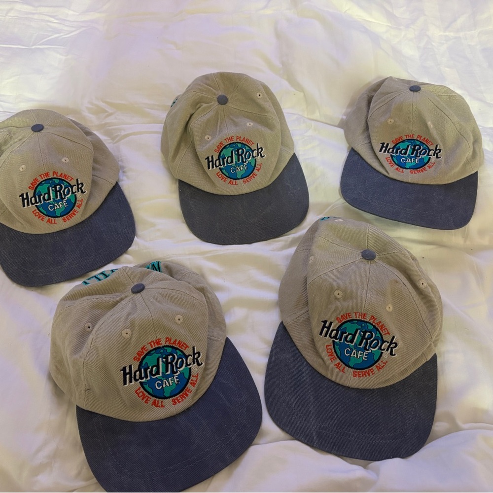Hard Rock Cafe Vintage Hats - Tan and Blue